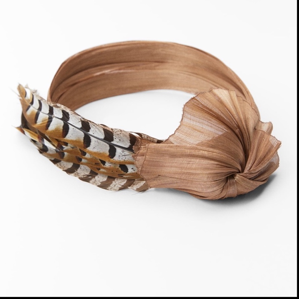 Zara Feathered Headband Headpiece, New